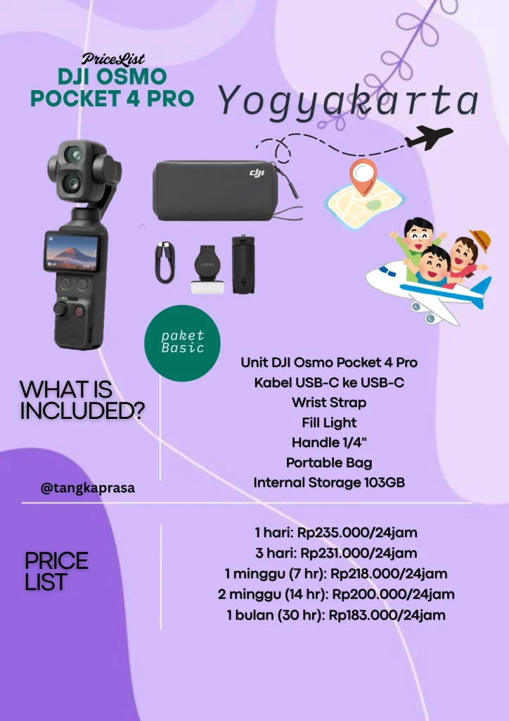 Sewa DJI Osmo Pocket 4 Pro Jogja paket Basic